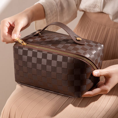 Premium Travel Makeup Bag with Pockets & Waterproof Leather