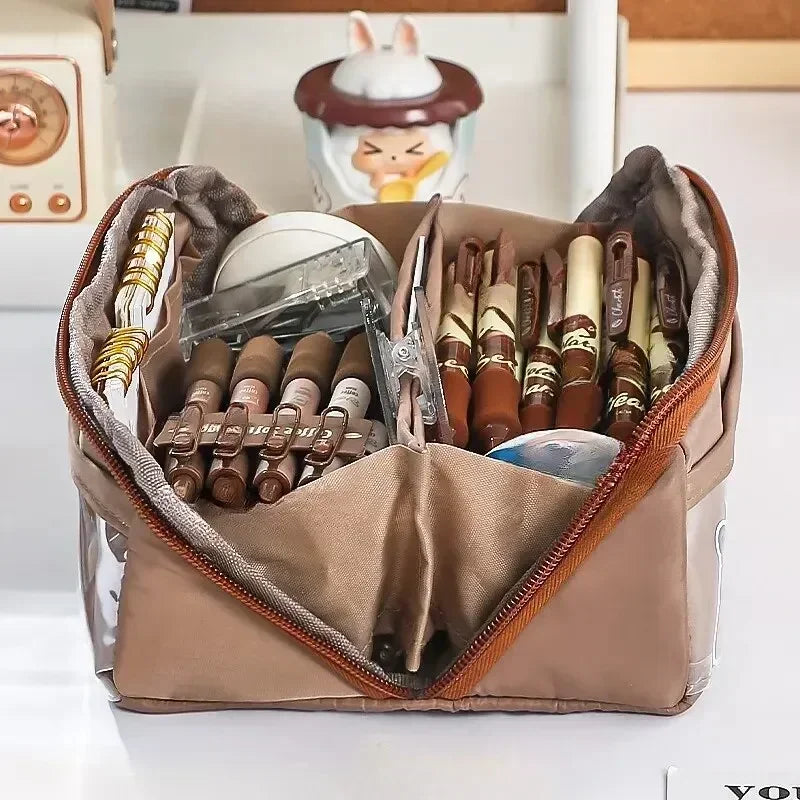Clear Pencil Case with 10 Pockets