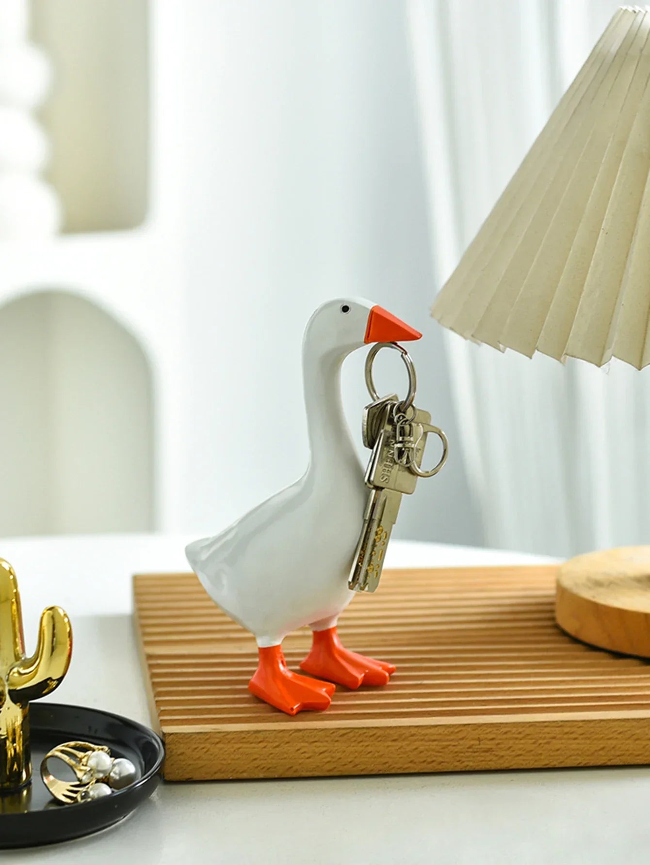 Cute Magnetic Goose Keychain Holder Figurine