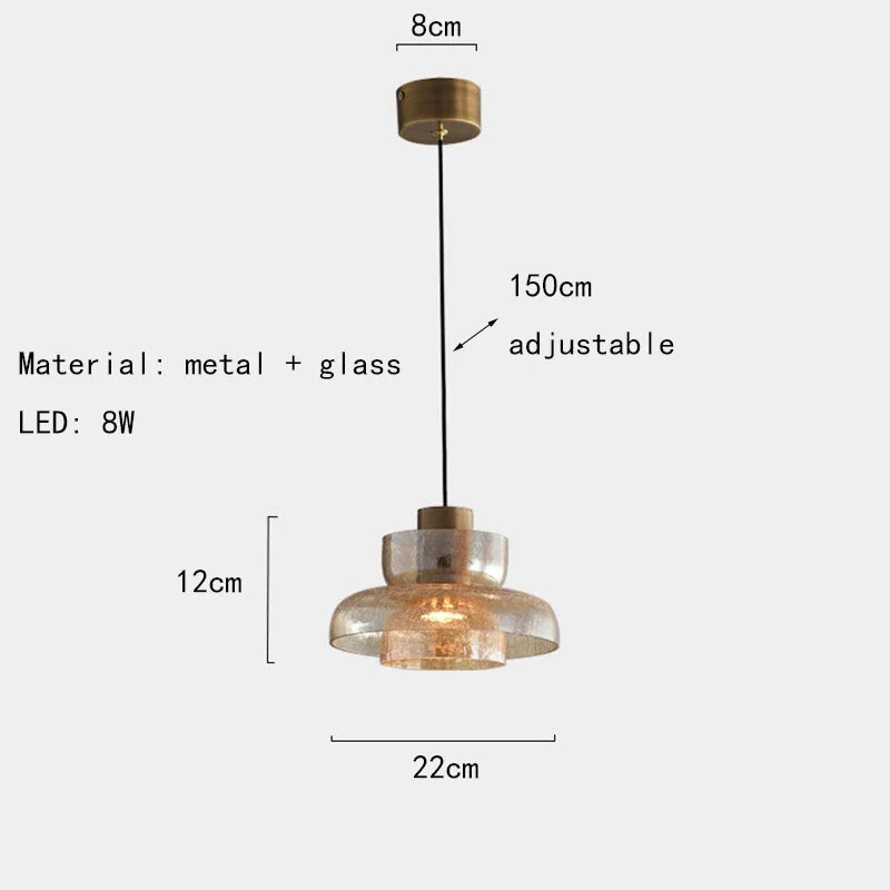 Unique Glass Drop Pendant Light with Cracked Design