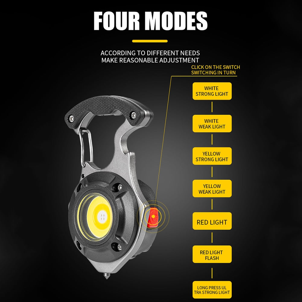 Portable 7in1 LED Flashlight Keychain Lamp