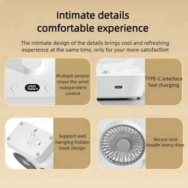 Portable Rechargeable Table Fan with LED Display