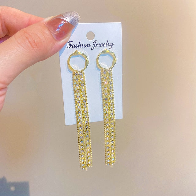 Luxury Gold Drop Tassel Earrings