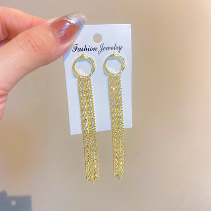Luxury Gold Drop Tassel Earrings