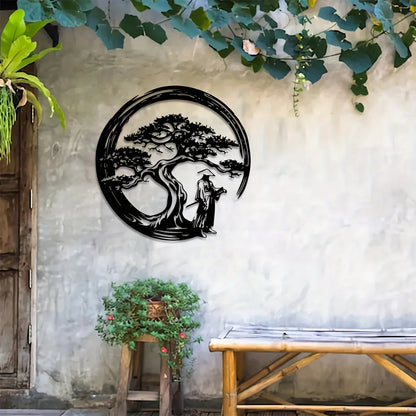 Asian Style Metal Wall Art Bonsai Tree Decor
