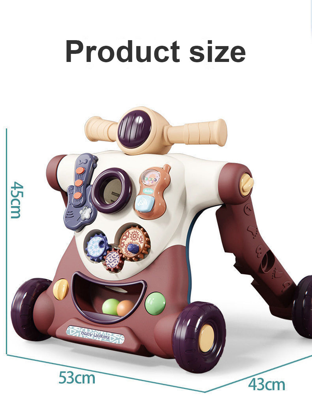 Safe 3-in-1 Baby Activity Walker with Tray