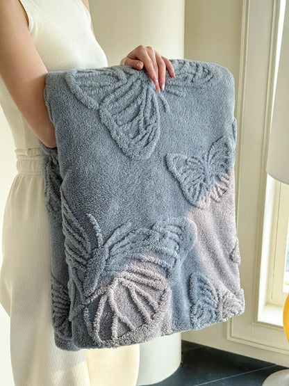 Cozy Plush Blanket with 3D Floral Pattern
