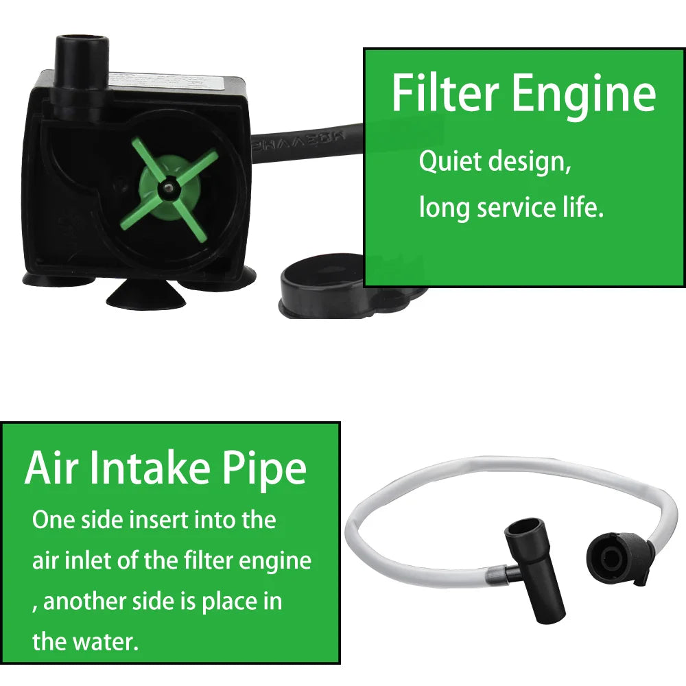 Aquarium Water Pump Filter System with Oxygen Supply