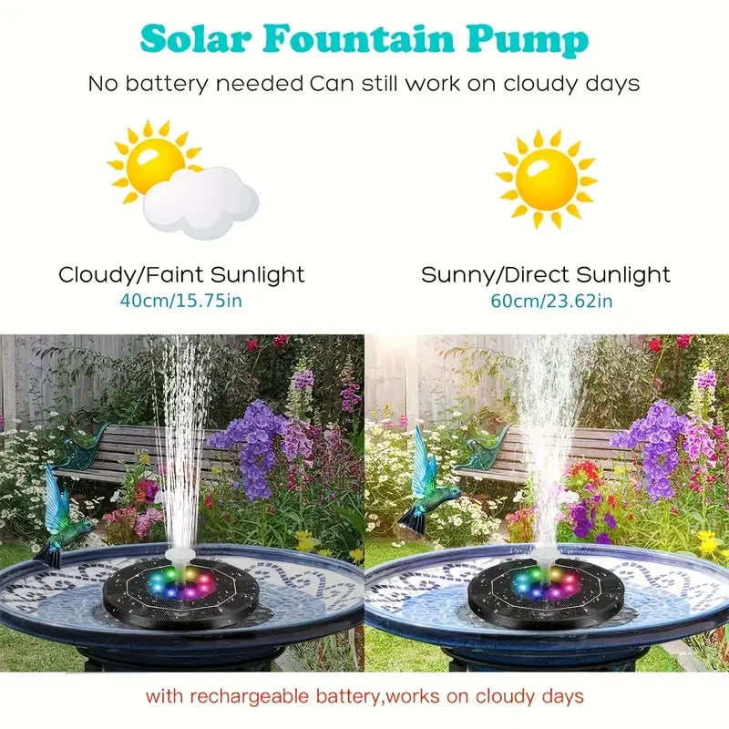 Solar Powered Garden Fountain with RGB LED Lights