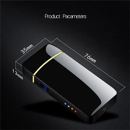 Rechargeable USB Plasma Lighter with Windproof Double Arch Flame – Stylish Metal Design for Indoor and Outdoor Use-6