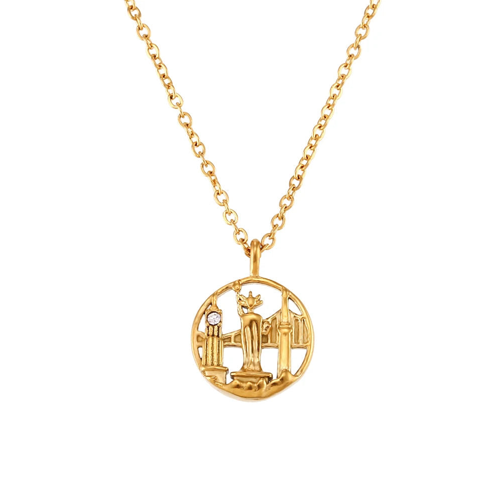 Gold Explorer World Travel Necklace