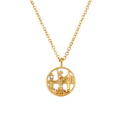 Gold Explorer World Travel Necklace