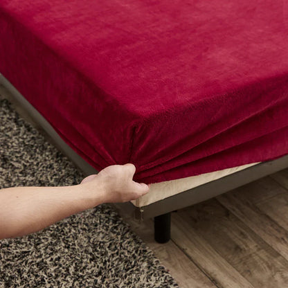 Cozy Fitted Sheet with Soft Velvet Winter Mattress Cover