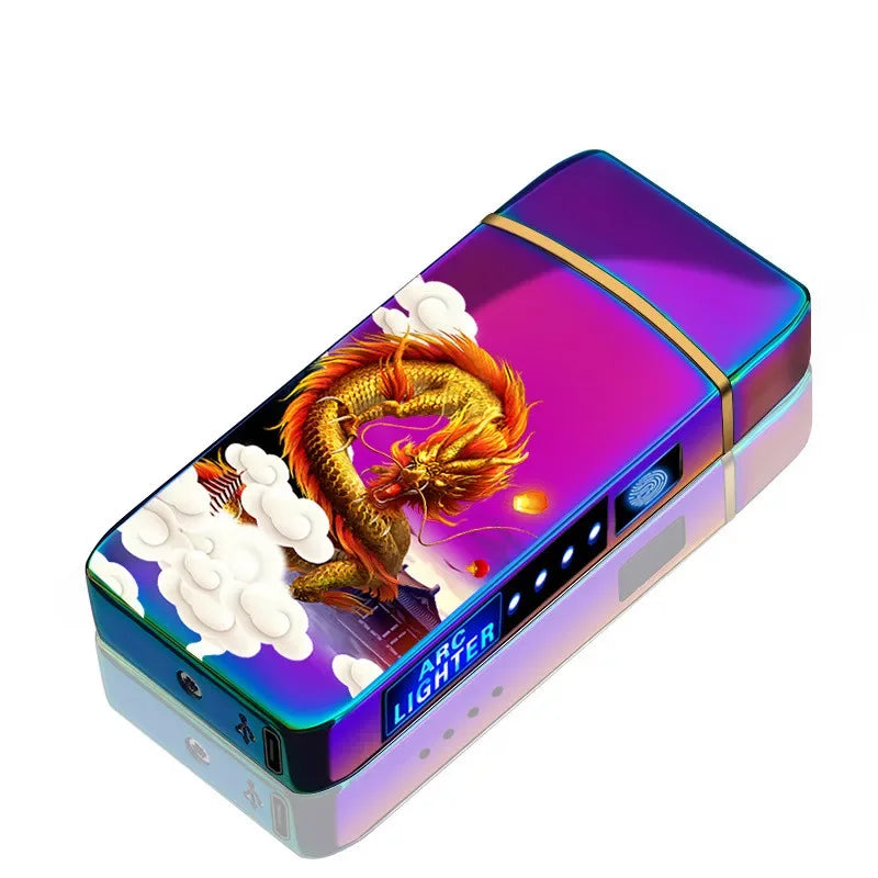 Variant image for Rechargeable USB Plasma Lighter with Windproof Double Arch Flame – Stylish Metal Design for Indoor and Outdoor Use-17