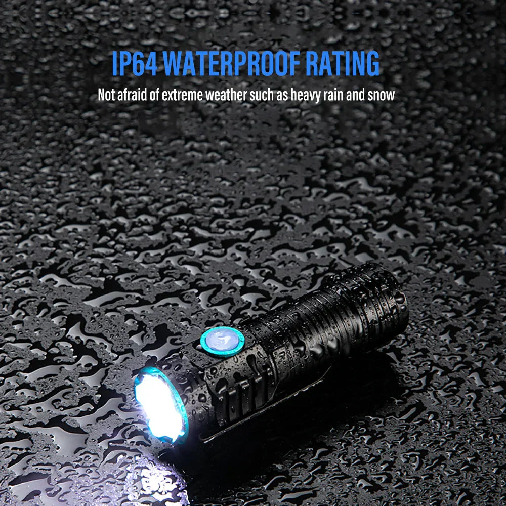 Compact Rechargeable LED Flashlight with Clip