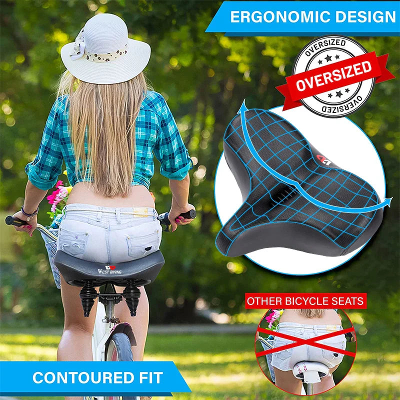 Comfortable Ergonomic Bicycle Saddle with Widened Cushion for Long-Distance Cycling – Compatible with MTB, E-Bikes, and More-4