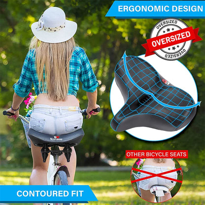 Comfortable Ergonomic Bicycle Saddle with Widened Cushion for Long-Distance Cycling – Compatible with MTB, E-Bikes, and More-4