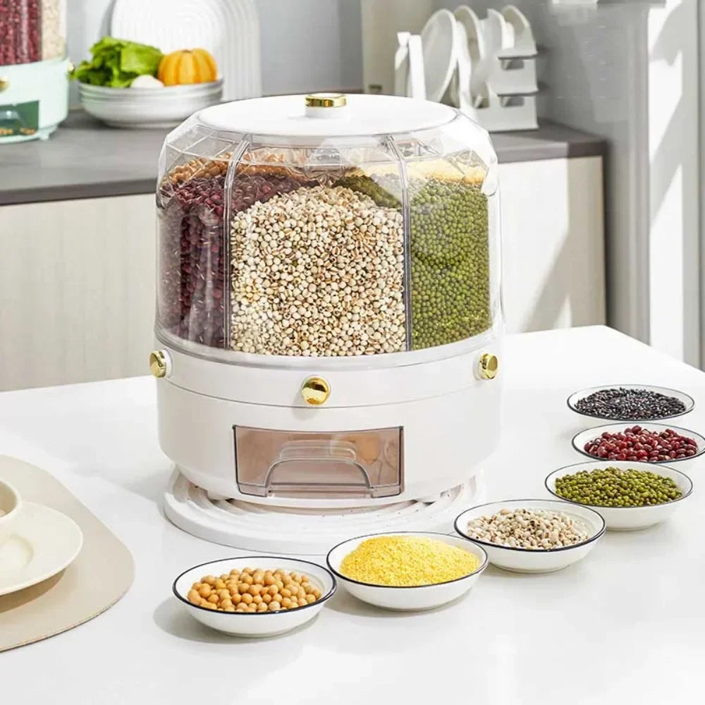Spinning Kitchen Storage Bin with 6 Locking Sections
