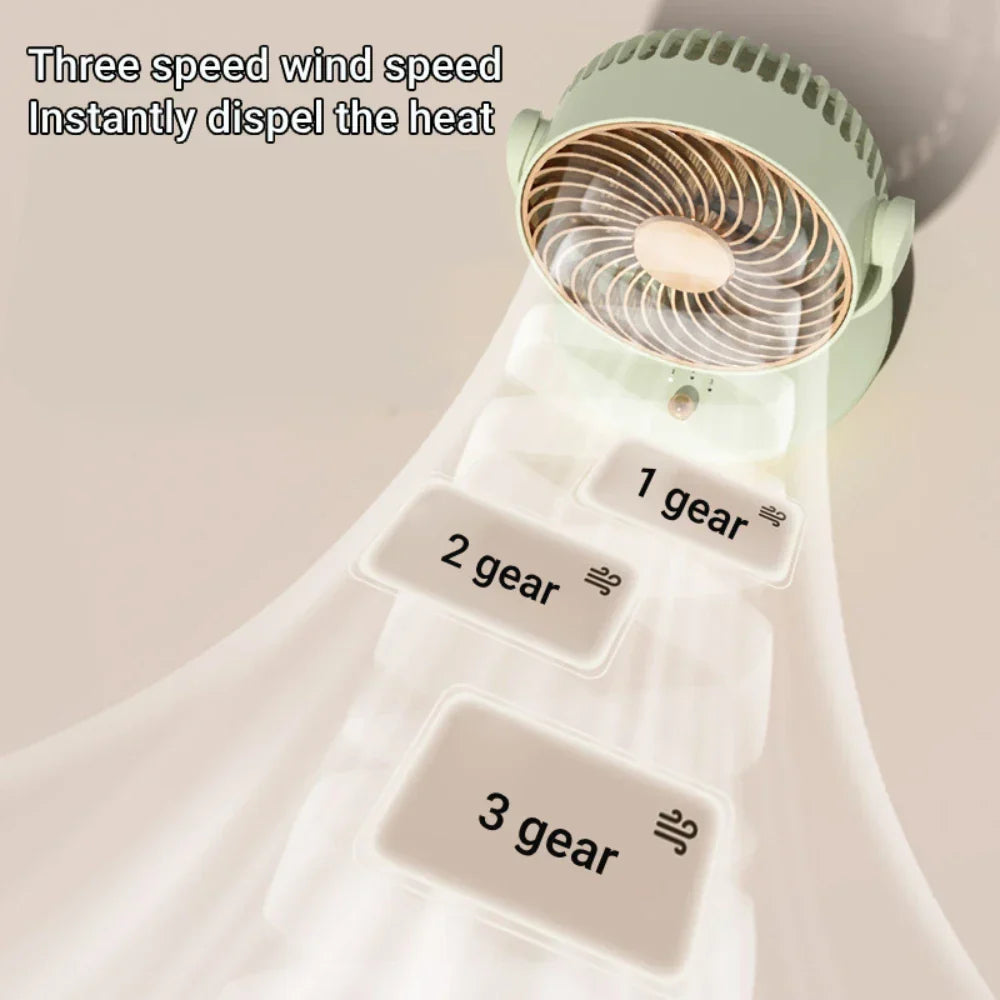 Portable USB Desk Fan with 360° Spin & 3 Speeds