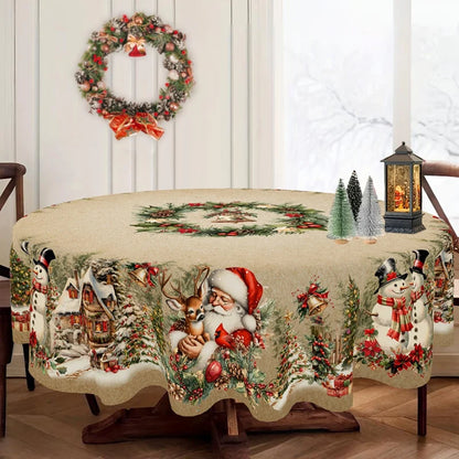 Vintage Santa Christmas Table Cover