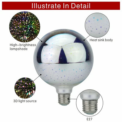 Colorful LED Globe Lamp with E27 Base and Firework Effect