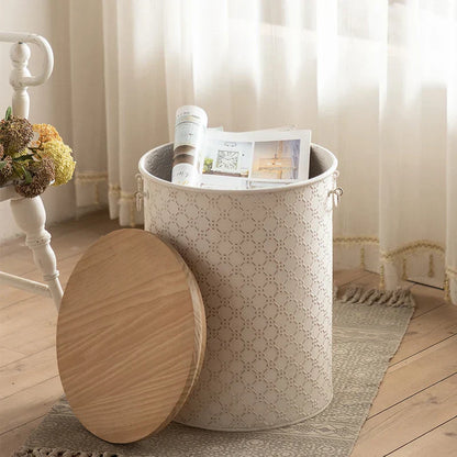 Compact Metal End Table with Storage Basket
