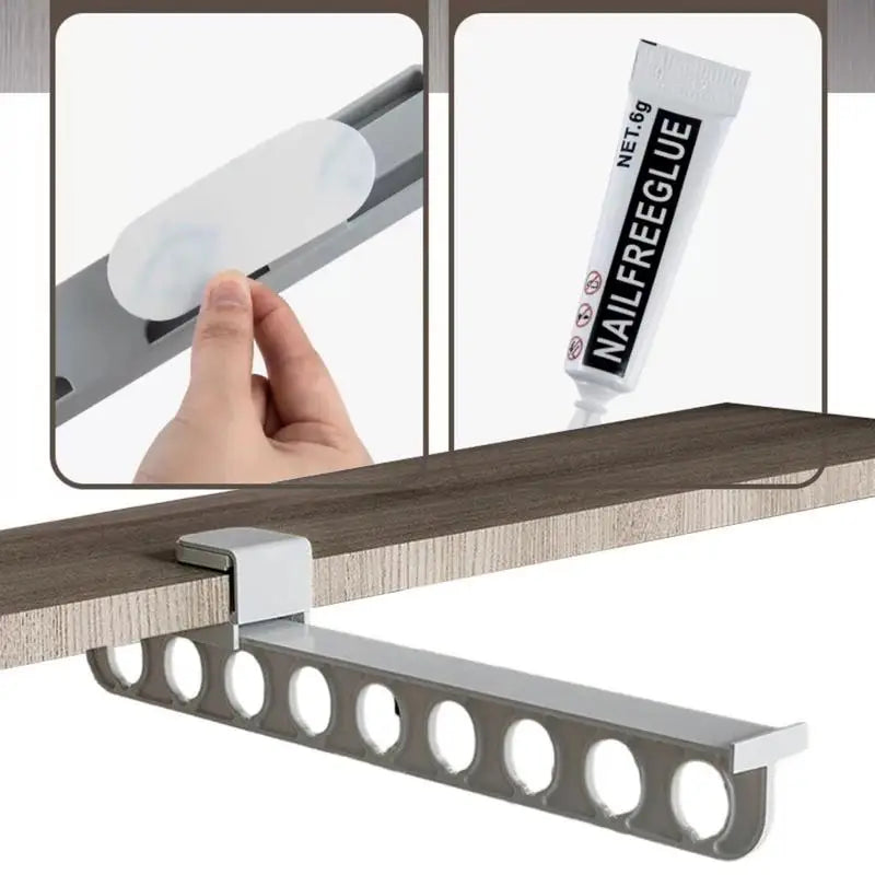 Space Saving Retractable Closet Hanger Organizer Rail