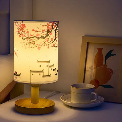 Traditional Chinese Fabric Table Lamp with Dimmable Warm Light - Fesara