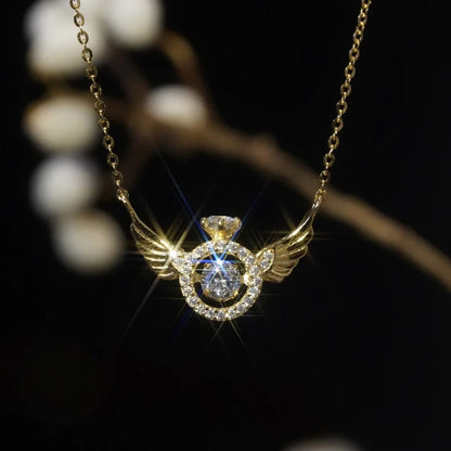 Shiny Crystal Wing Pendant Necklace - Fesara