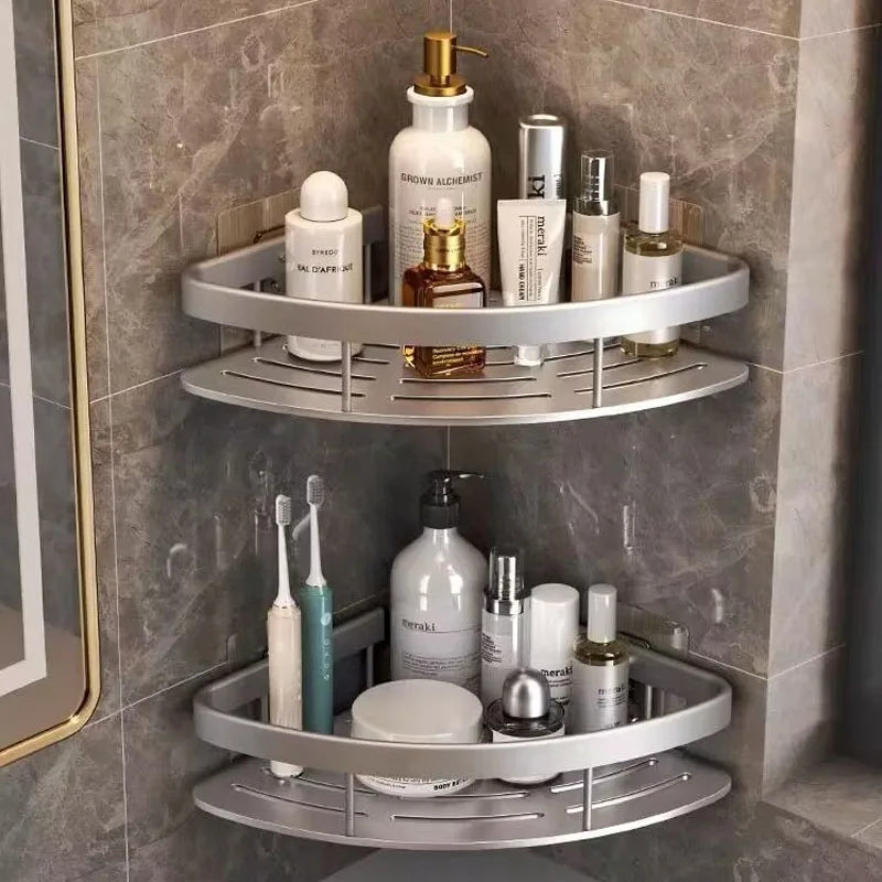Easy Install Corner Shower Caddy in Aluminum