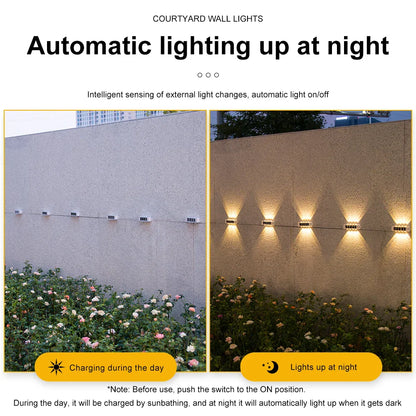 Outdoor Solar Powered Wall Lamp Warm White Waterproof