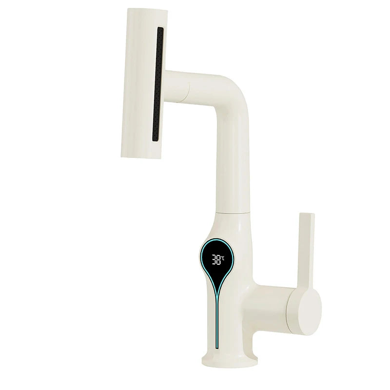 Modern Faucet with LED Temperature and Spray Nozzle - Fesara