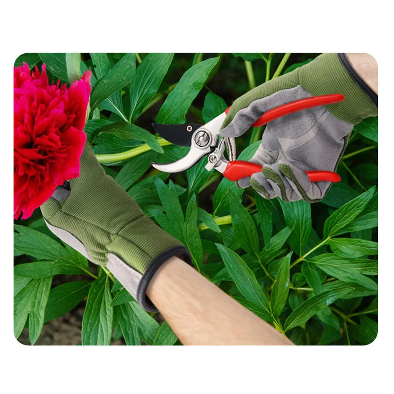 Tough Gardening Gloves with Long Leather Palm Protection
