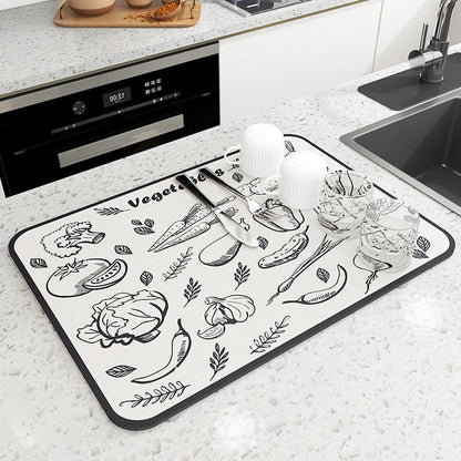 Non-Slip Kitchen Mat for Drying Dishes Safely