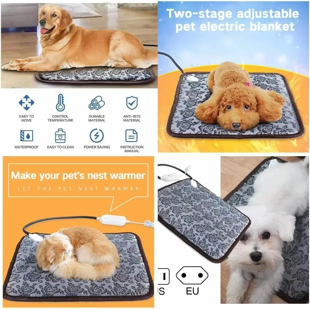 Warm Pet Heating Pad with Timer and Waterproof Coat