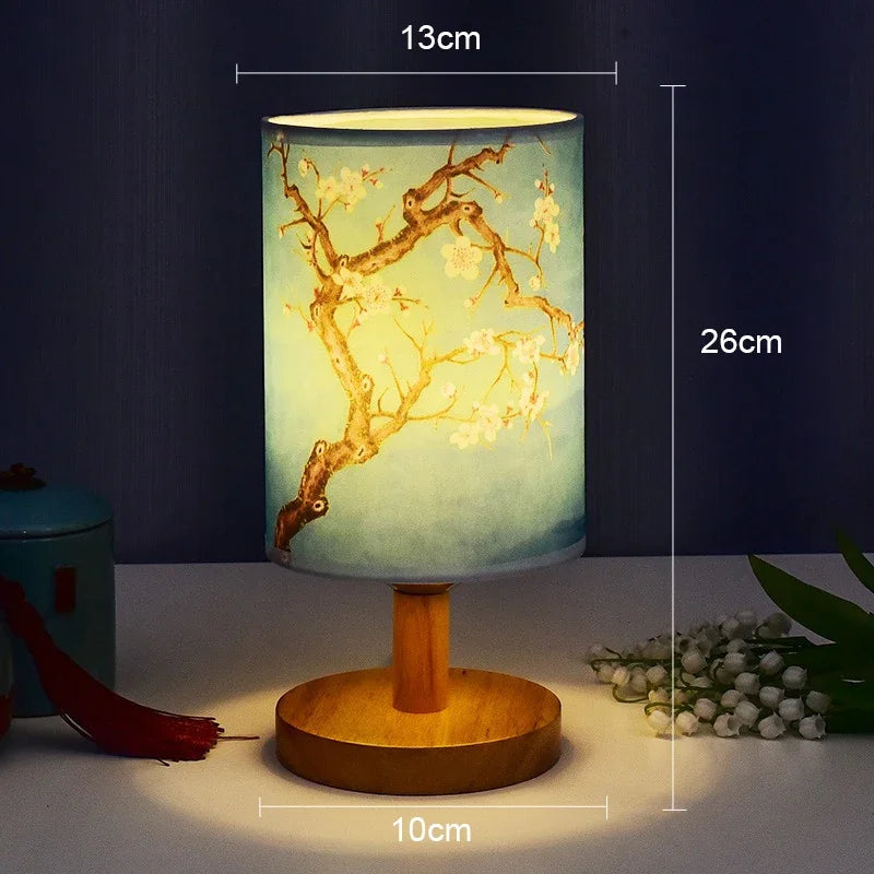 Traditional Chinese Fabric Table Lamp with Dimmable Warm Light