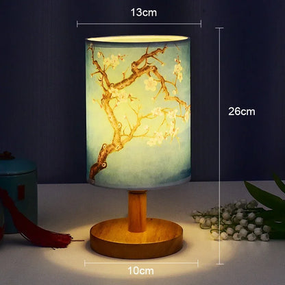 Traditional Chinese Fabric Table Lamp with Dimmable Warm Light