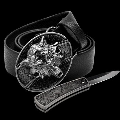 Compact Tactical Knife Leather Belt