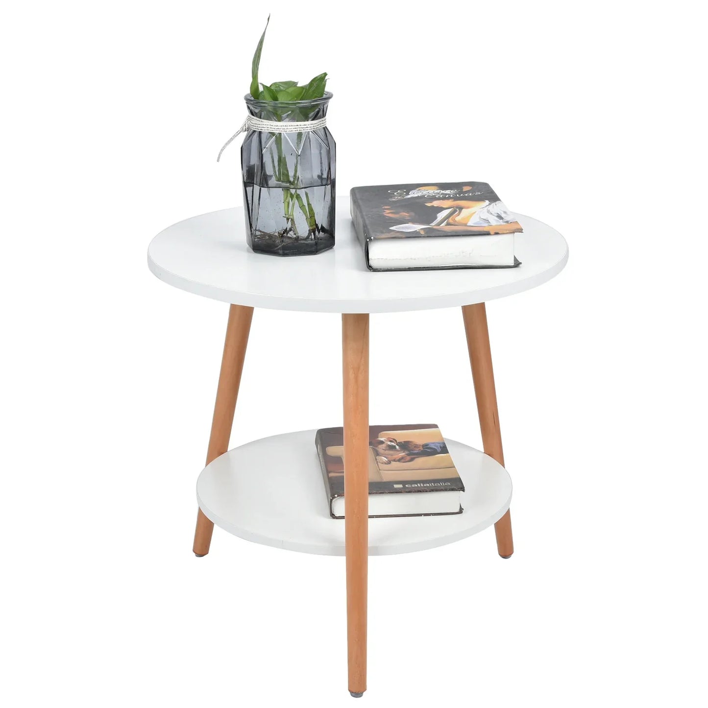 Compact 2 Tier Side Table with Storage for Living Room