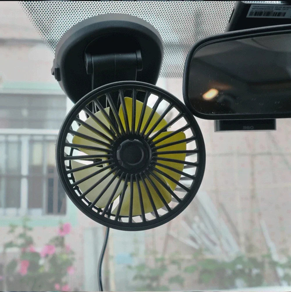 Portable Car Fan with USB and Cigarette Lighter Adapter