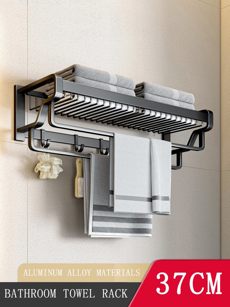 Modern Wall Mounted Bathroom Towel Holder Organizer