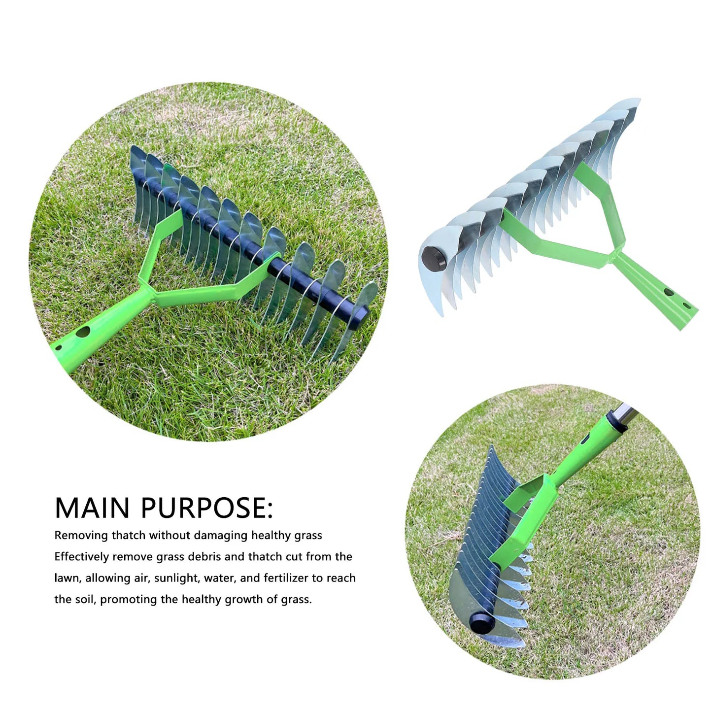 Garden Rake Head Stainless Steel Lawn Aerator Tool