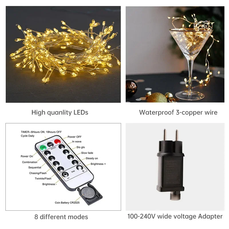 Colorful LED Fairy String Lights Waterproof 36m Silver Wire - Fesara
