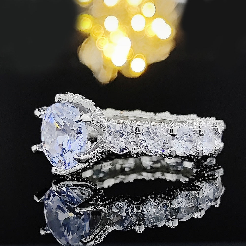 Elegant Sparkling Sterling Silver Gemstone Ring