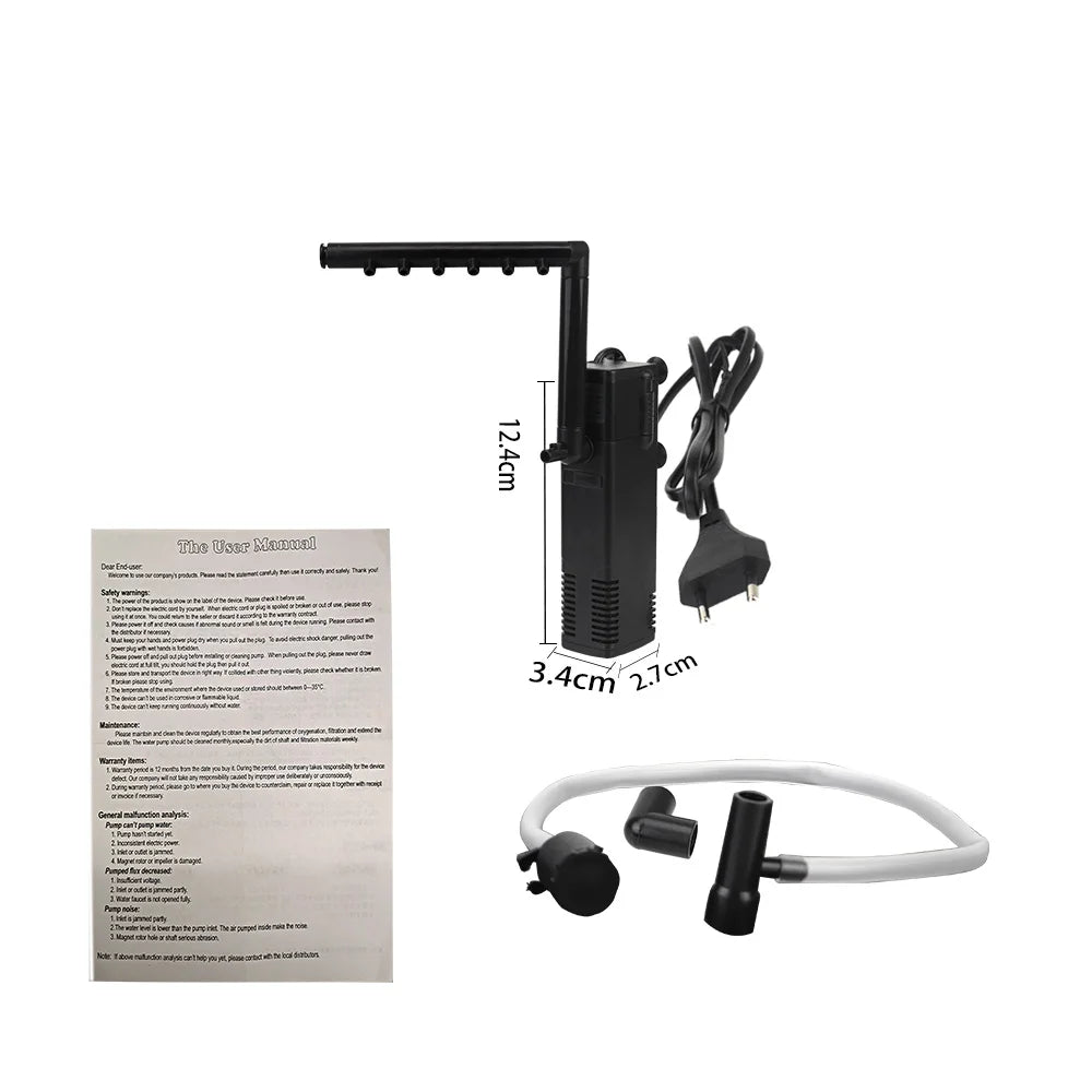 Aquarium Water Pump Filter System with Oxygen Supply