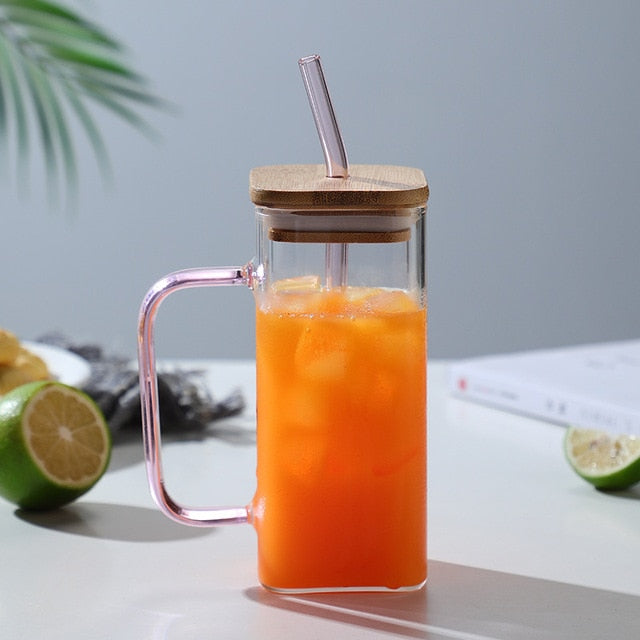 Big Square Travel Mug with Lid and Straw