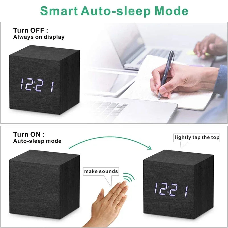 Simple Wood LED Desk Alarm Clock