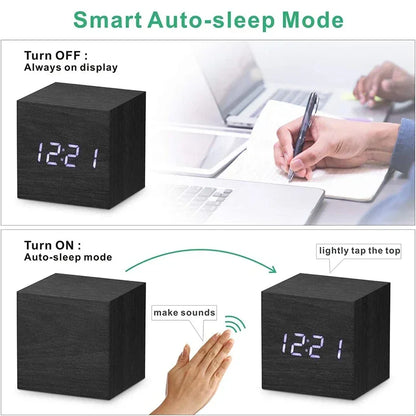 Simple Wood LED Desk Alarm Clock