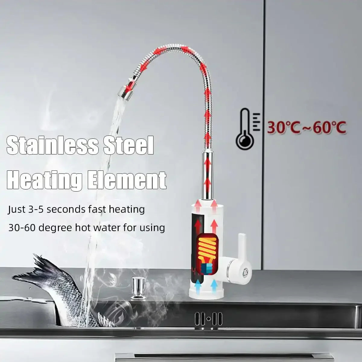 Instant Hot Water Kitchen Faucet with Digital Temperature Control