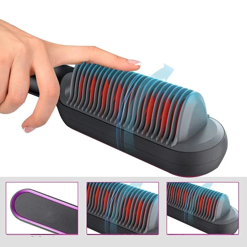 Stylish 2-in-1 Hair Straightener Curling Iron Brush
